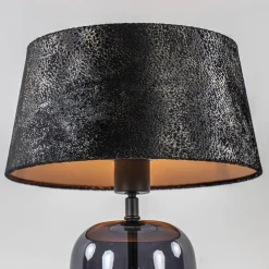 Straluma Kleine tafellamp zwart glas met stoffen kap></noscript> Tafellampen|Schemerlampen