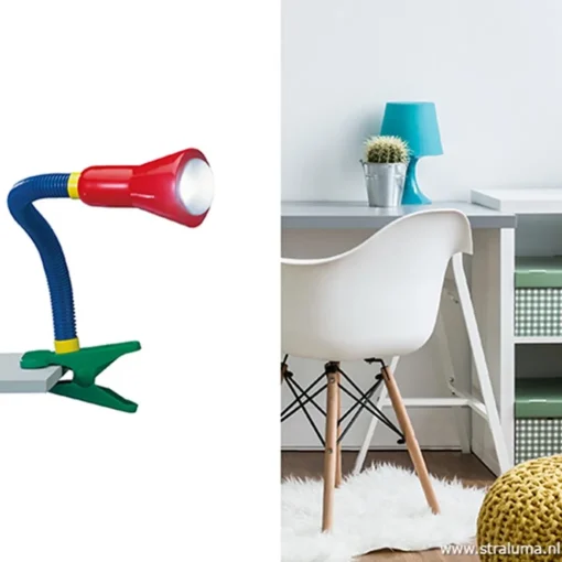 Straluma Klemlamp kinderkamer rood/blauw/groen> Kinderlampen|Bureaulampen