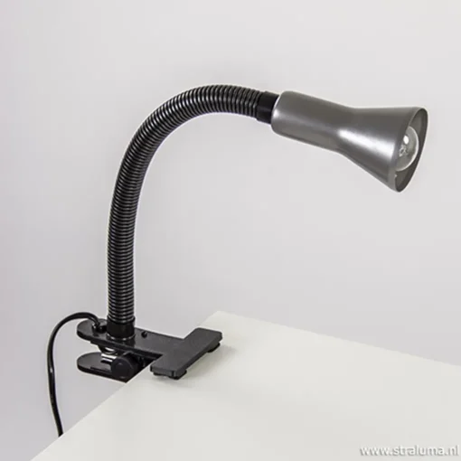 Straluma Klemplamp bureau/tafel zwart zilvergrijs> Klemlampen|Leeslampen