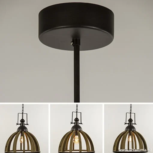 Straluma Landelijk hanglamp Djem hout/zink> Light and Living|Woonkamerlampen