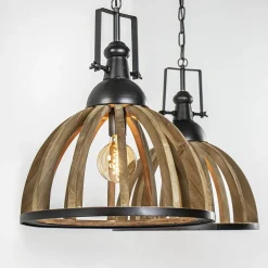 Straluma Landelijk industriële 2-lichts hanglamp hout/zink></noscript> Eettafellampen|Light and Living