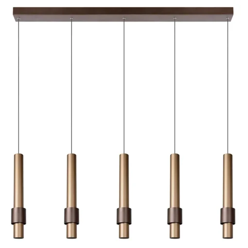 Straluma Landelijke 5-lichts LED hanglamp cilinders bruin> Hanglampen|Eettafellampen