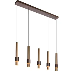 Straluma Landelijke 5-lichts LED hanglamp cilinders bruin> Hanglampen|Eettafellampen