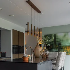 Straluma Landelijke 5-lichts LED hanglamp cilinders bruin></noscript> Hanglampen|Eettafellampen