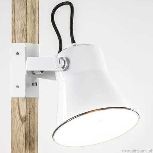 Straluma Landelijke 2-lichts vloerlamp hout met witte kappen> Leeslampen|Slaapkamerlampen