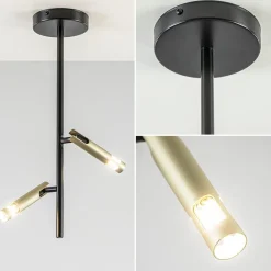 Straluma Landelijke plafondlamp zwart met goud G9></noscript> Keukenverlichting|Halverlichting