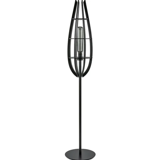 Straluma Landelijke vloerlamp mat zwart met houten kap> Vloerlampen|Botanische Verlichting