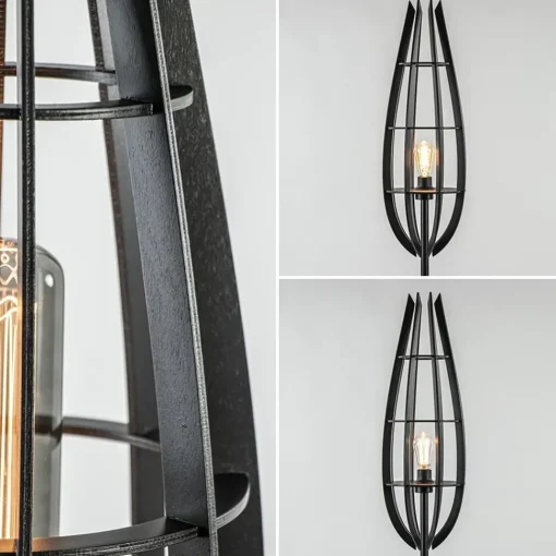 Straluma Landelijke vloerlamp mat zwart met houten kap> Vloerlampen|Botanische Verlichting