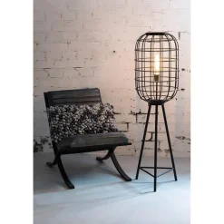 Straluma Landelijke vloerlamp Toah mat zwart met brons><noscript><img width=