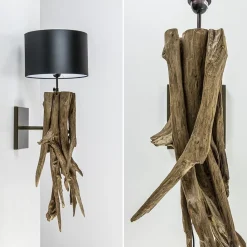 Straluma Landelijke wandlamp Bluma hout exclusief kap></noscript> Lampenvoeten|Light and Living