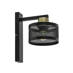 Straluma Landelijke wandlamp zwart/goud met ronde kap> Woonkamerlampen|Slaapkamerlampen