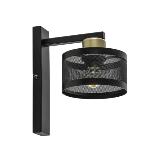 Straluma Landelijke wandlamp zwart/goud met ronde kap> Woonkamerlampen|Slaapkamerlampen