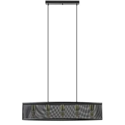 Straluma Langwerpige hanglamp mat zwart metaal met goud> Eettafellampen|Keukenverlichting