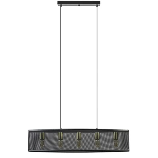 Straluma Langwerpige hanglamp mat zwart metaal met goud> Eettafellampen|Keukenverlichting