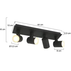 Straluma Langwerpige LED opbouwspot zwart 4-lichts></noscript> Plafondlampen|Opbouwspots