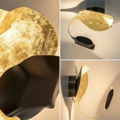 Straluma LED design wand/plafondlamp brons met goldleaf></noscript> Plafondlampen|Wandlampen