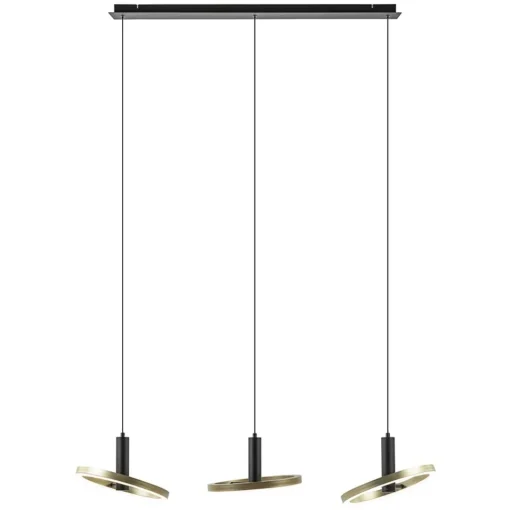 Straluma LED eettafelhanglamp 3-lichts balk zwart/goud dimbaar> Hanglampen|Eettafellampen