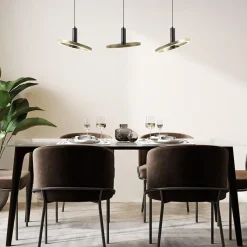Straluma LED eettafelhanglamp 3-lichts balk zwart/goud dimbaar></noscript> Hanglampen|Eettafellampen
