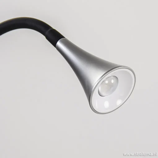 Straluma LED klemlamp/klemspot zwart met zilver> Bedlampjes|Bureaulampen