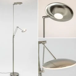 Straluma LED uplighter met verstelbare leesarm nikkel> Vloerlampen|Leeslampen
