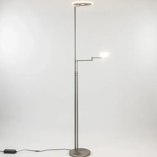 Straluma LED vloerlamp staal met uplighter en helder glas> Vloerlampen|Leeslampen