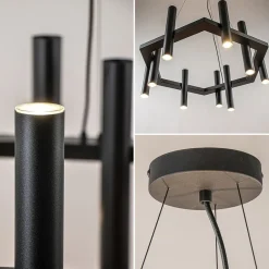 Straluma 12-Lichts design hanglamp 6-hoekig mat zwart></noscript> Hanglampen|Eettafellampen