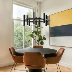 Straluma 12-Lichts design hanglamp 6-hoekig mat zwart></noscript> Hanglampen|Eettafellampen