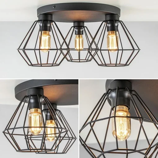 Straluma 3-Lichts draadlamp diamant mat zwart> Draadlampen|Keukenverlichting