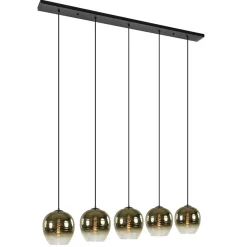 Straluma 5-Lichts eettafelhanglamp gold gradient glas> Eettafellampen|Keukenverlichting