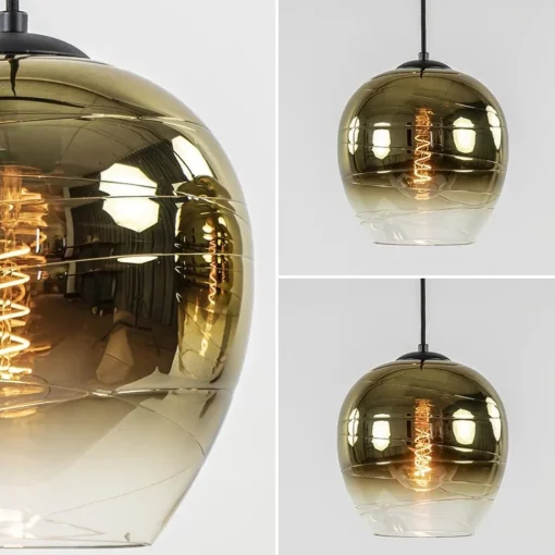 Straluma 5-Lichts eettafelhanglamp gold gradient glas> Eettafellampen|Keukenverlichting