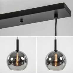 Straluma 3-Lichts eettafelhanglamp mat zwart met smoke glas 30 cm></noscript> Eettafellampen|Pendel Lampen