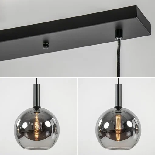 Straluma 3-Lichts eettafelhanglamp mat zwart met smoke glas 30 cm> Eettafellampen|Pendel Lampen