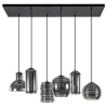 Straluma 6-Lichts eettafelhanglamp met smoke/titanium glas> Eettafellampen|Pendel Lampen