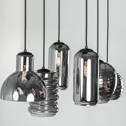Straluma 6-Lichts eettafelhanglamp met smoke/titanium glas></noscript> Eettafellampen|Pendel Lampen