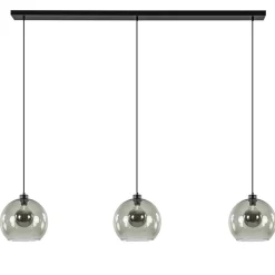 Straluma 3-Lichts eettafelhanglamp met smoke glazen bollen> Eettafellampen|Pendel Lampen