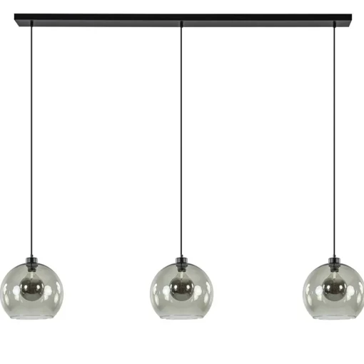 Straluma 3-Lichts eettafelhanglamp met smoke glazen bollen> Eettafellampen|Pendel Lampen