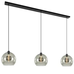 Straluma 3-Lichts eettafelhanglamp met smoke glazen bollen> Eettafellampen|Pendel Lampen