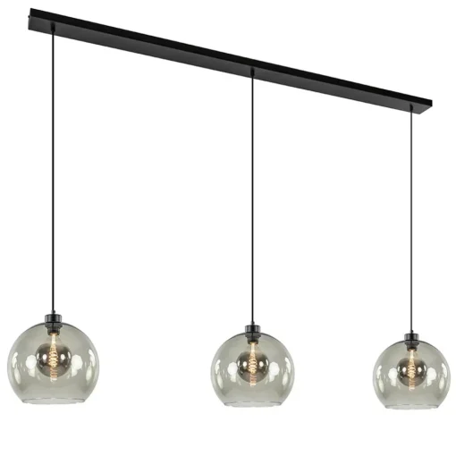 Straluma 3-Lichts eettafelhanglamp met smoke glazen bollen> Eettafellampen|Pendel Lampen