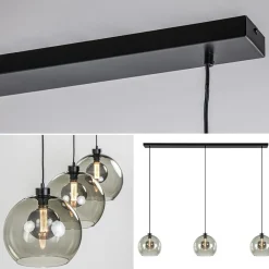 Straluma 3-Lichts eettafelhanglamp met smoke glazen bollen></noscript> Eettafellampen|Pendel Lampen