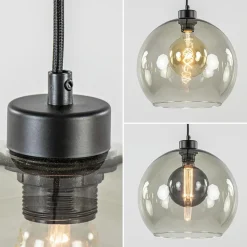Straluma 3-Lichts eettafelhanglamp met smoke glazen bollen></noscript> Eettafellampen|Pendel Lampen