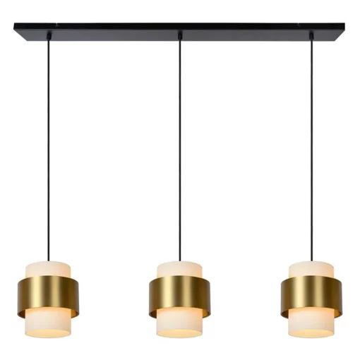 Straluma 3-Lichts eettafelhanglamp mat goud met opaal glas> Eettafellampen|Keukenverlichting
