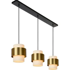 Straluma 3-Lichts eettafelhanglamp mat goud met opaal glas></noscript> Eettafellampen|Keukenverlichting