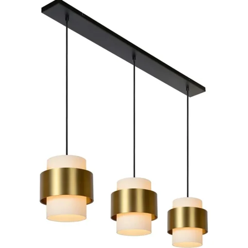 Straluma 3-Lichts eettafelhanglamp mat goud met opaal glas> Eettafellampen|Keukenverlichting