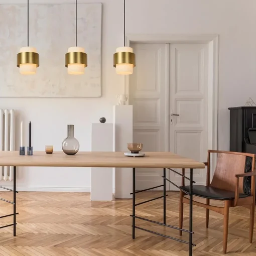 Straluma 3-Lichts eettafelhanglamp mat goud met opaal glas> Eettafellampen|Keukenverlichting
