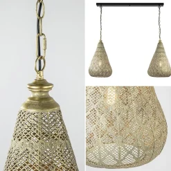 Straluma 2-Lichts eettafelhanglamp mat goud/zwart oriental></noscript> Eettafellampen|Keukenverlichting