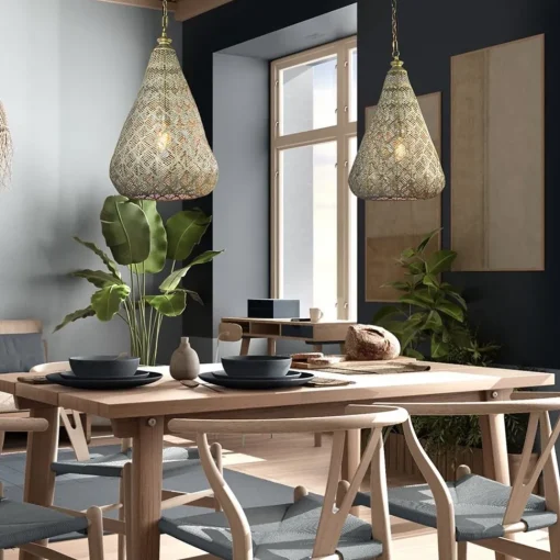 Straluma 2-Lichts eettafelhanglamp mat goud/zwart oriental> Eettafellampen|Keukenverlichting