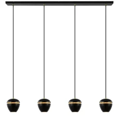 Straluma 4-Lichts eettafelhanglamp mat zwart met goud> Eettafellampen|Eetkamerverlichting