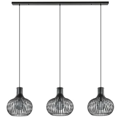 Straluma 3-Lichts eettafelhanglamp onion mat zwart> Eettafellampen|Draadlampen