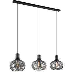 Straluma 3-Lichts eettafelhanglamp onion mat zwart> Eettafellampen|Draadlampen