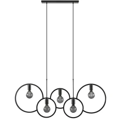 Straluma 5-Lichts eettafelhanglamp ringen mat zwart> Eettafellampen|Eetkamerverlichting